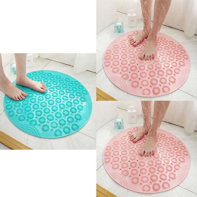 Textured Surface Round Shower Mat Anti-Slip Bath Mats With Drain Hole Massage Round In Middle For Shower Stall - JUCE
