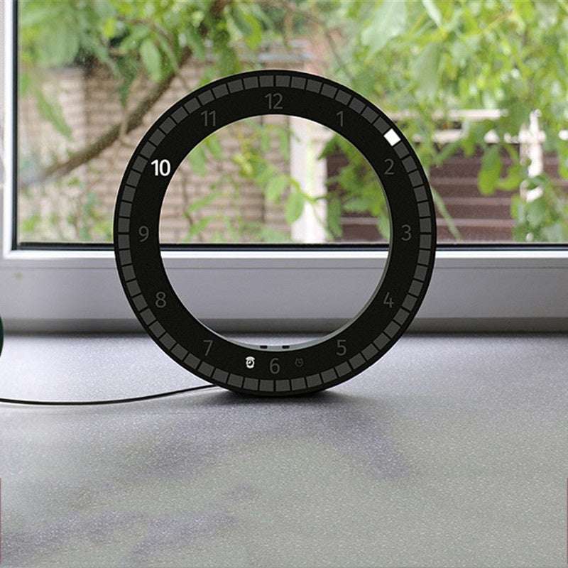 LED Digital Wall Clock Dual-Use Dimming Digital Circular Photoreceptive Clocks - JUCE