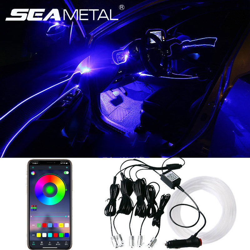 Car Fiber Optic Ambient Light Modified Car Interior Cool Light APP Rhythm Light - JUCE