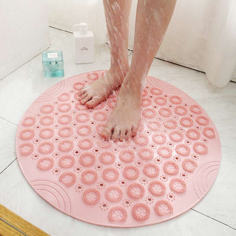 Textured Surface Round Shower Mat Anti-Slip Bath Mats With Drain Hole Massage Round In Middle For Shower Stall - JUCE