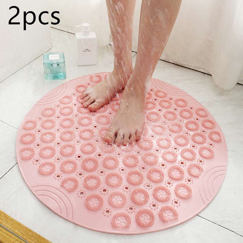Textured Surface Round Shower Mat Anti-Slip Bath Mats With Drain Hole Massage Round In Middle For Shower Stall - JUCE