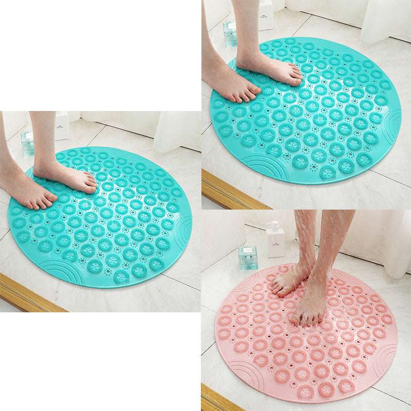 Textured Surface Round Shower Mat Anti-Slip Bath Mats With Drain Hole Massage Round In Middle For Shower Stall - JUCE