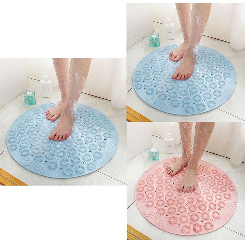 Textured Surface Round Shower Mat Anti-Slip Bath Mats With Drain Hole Massage Round In Middle For Shower Stall - JUCE