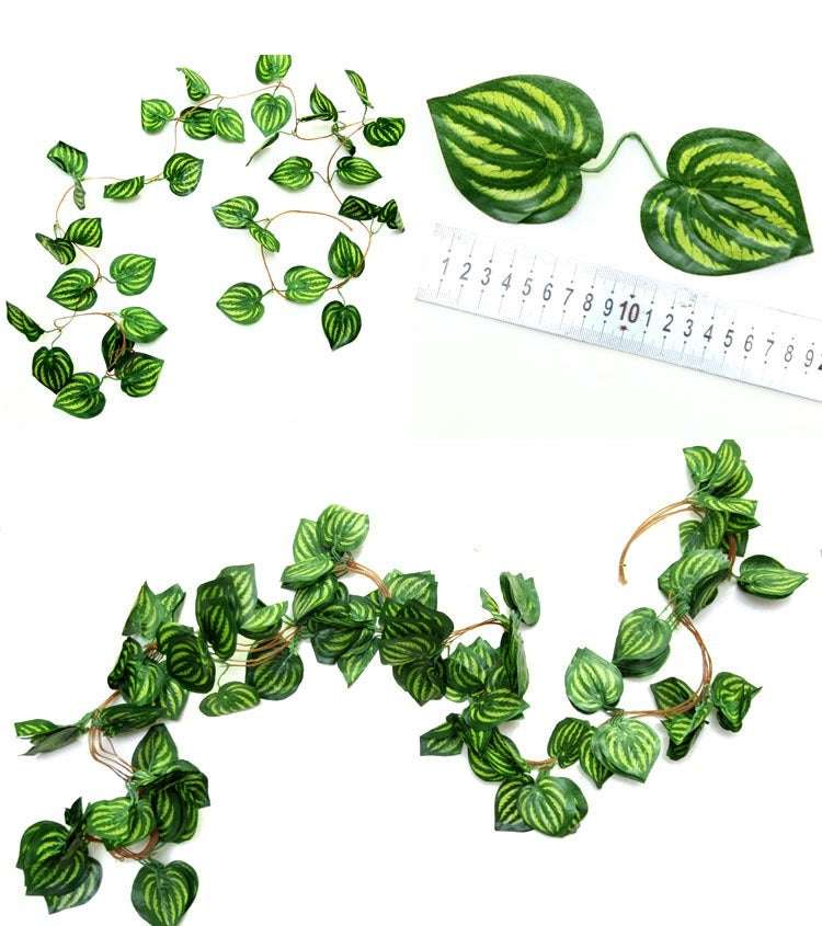 Artificial Flower Rattan Ivy Vines Green Leaves Green Plants Wall Hanging Pet Decoration Hanging Leaves - JUCE