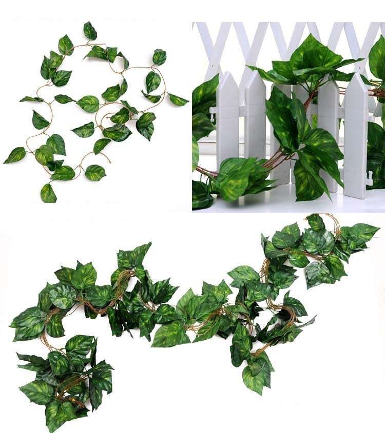 Artificial Flower Rattan Ivy Vines Green Leaves Green Plants Wall Hanging Pet Decoration Hanging Leaves - JUCE