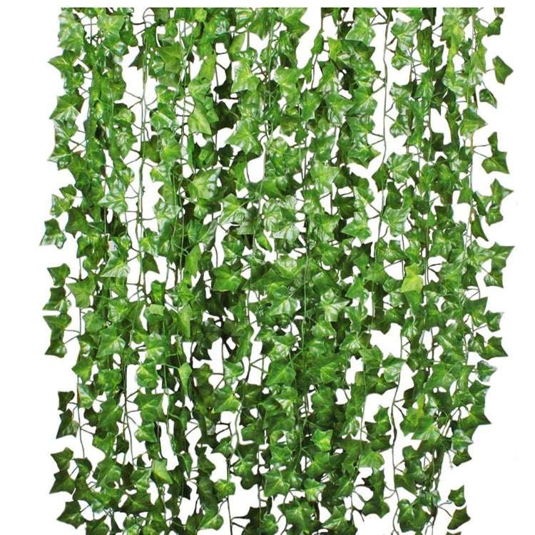 Green Silk Artificial Hanging Leaf Garland Plants Vine Leaves Diy For Home Wedding Party Bathroom Garden Decoration - JUCE
