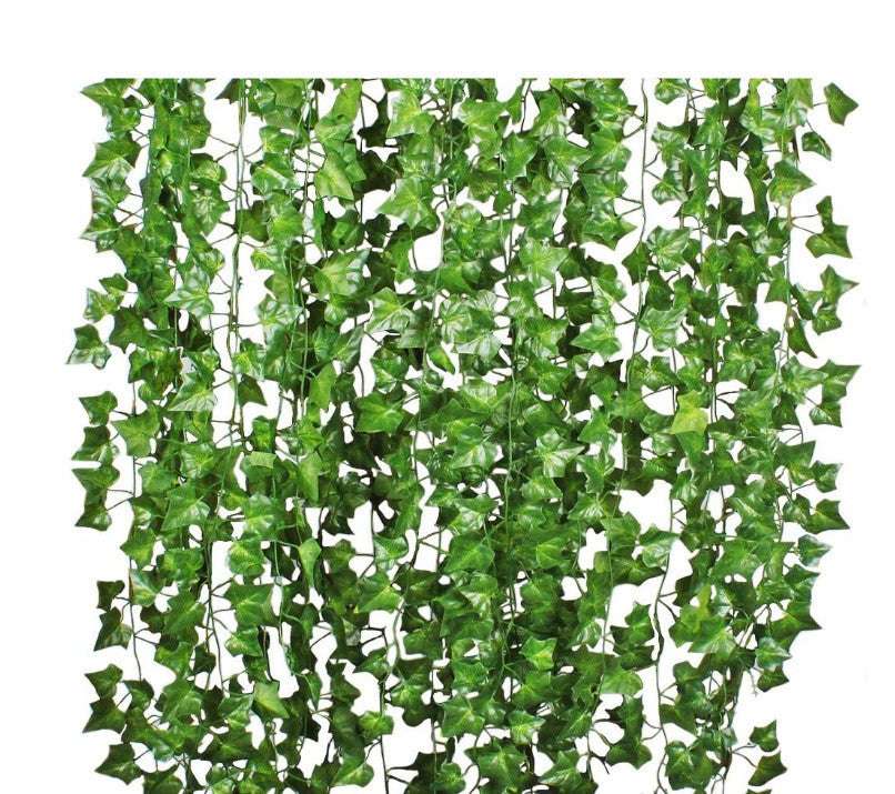 Green Silk Artificial Hanging Leaf Garland Plants Vine Leaves Diy For Home Wedding Party Bathroom Garden Decoration - JUCE