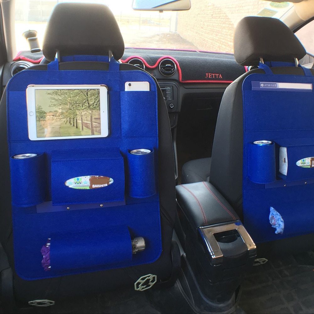 Auto Car Backseat Organizer Car-Styling Holder Multi-Pocket Seat Wool Felt Storage Multifunction Vehicle Accessories Bag - JUCE