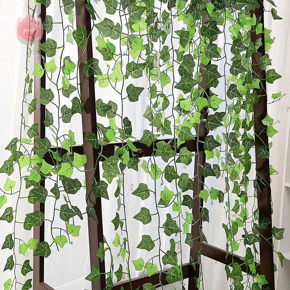 Green Silk Artificial Hanging Leaf Garland Plants Vine Leaves Diy For Home Wedding Party Bathroom Garden Decoration - JUCE
