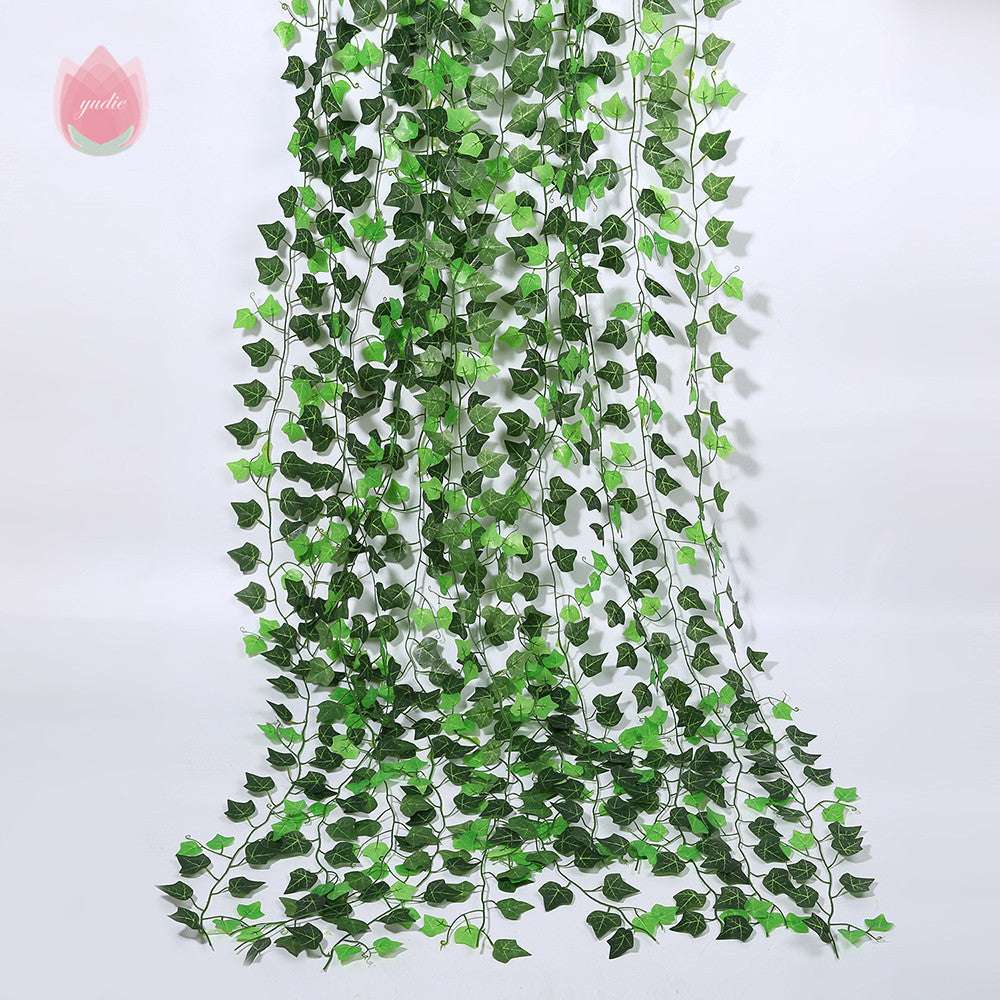 Green Silk Artificial Hanging Leaf Garland Plants Vine Leaves Diy For Home Wedding Party Bathroom Garden Decoration - JUCE
