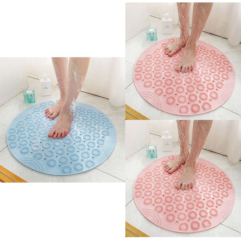 Textured Surface Round Shower Mat Anti-Slip Bath Mats With Drain Hole Massage Round In Middle For Shower Stall - JUCE