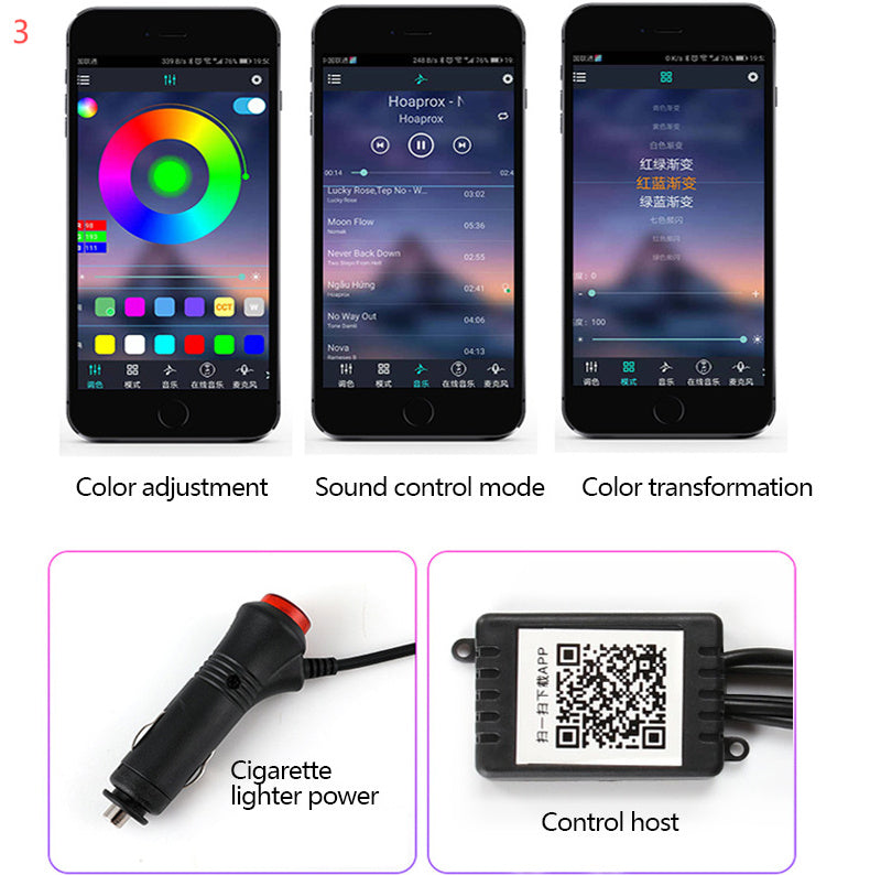 Car Fiber Optic Ambient Light Modified Car Interior Cool Light APP Rhythm Light - JUCE