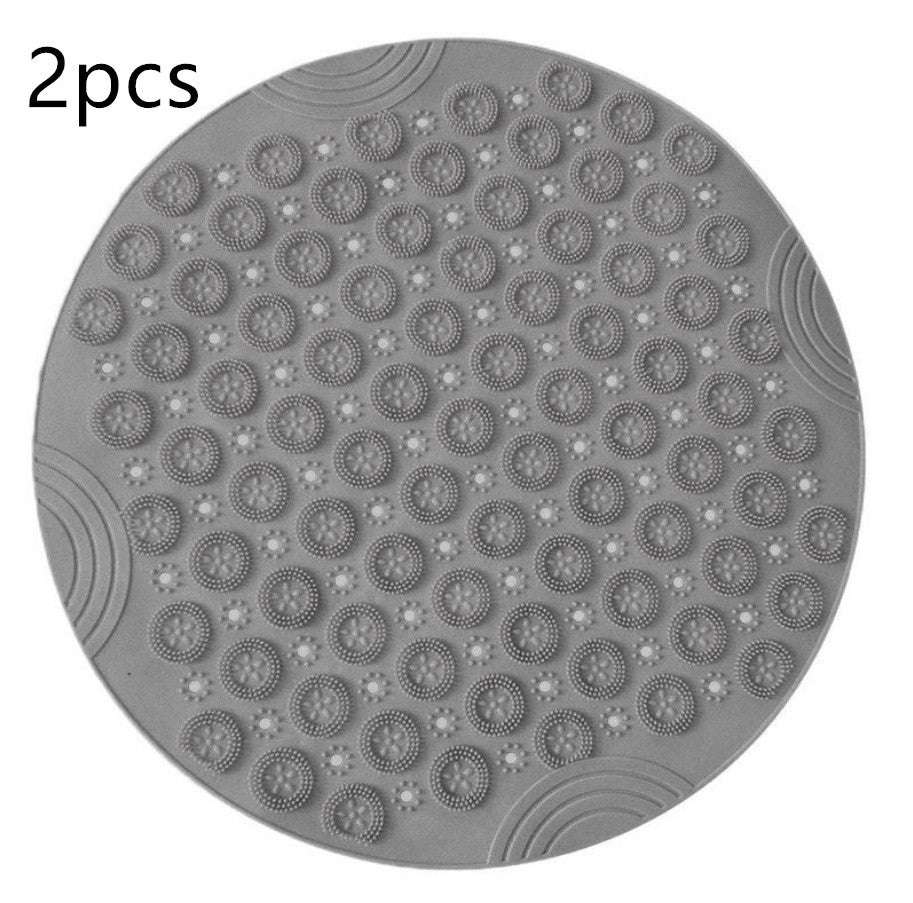 Textured Surface Round Shower Mat Anti-Slip Bath Mats With Drain Hole Massage Round In Middle For Shower Stall - JUCE