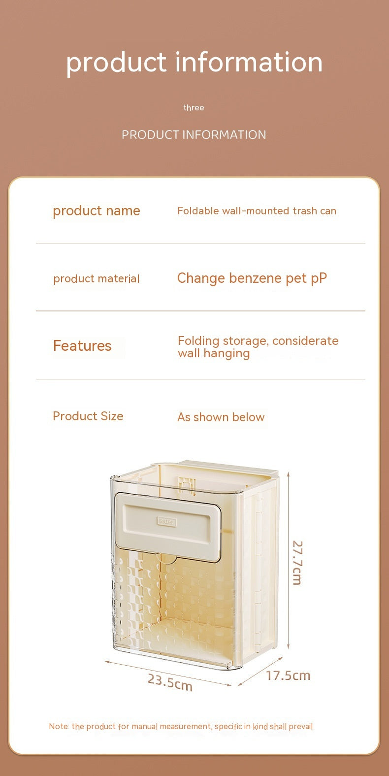 Household Kitchen Folding Trash Can Wall Hanging Punch-free Trash Can - JUCE