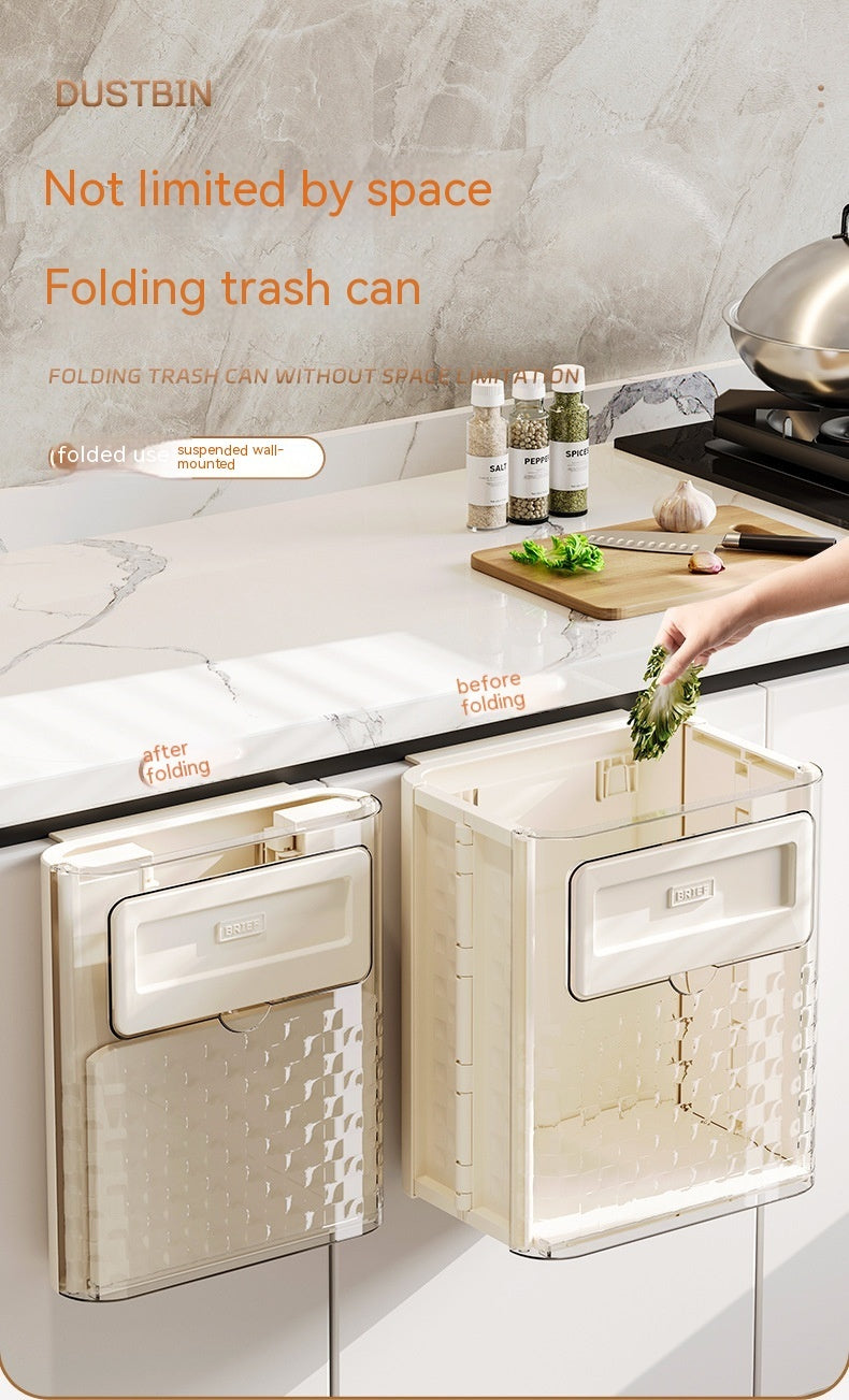 Household Kitchen Folding Trash Can Wall Hanging Punch-free Trash Can - JUCE
