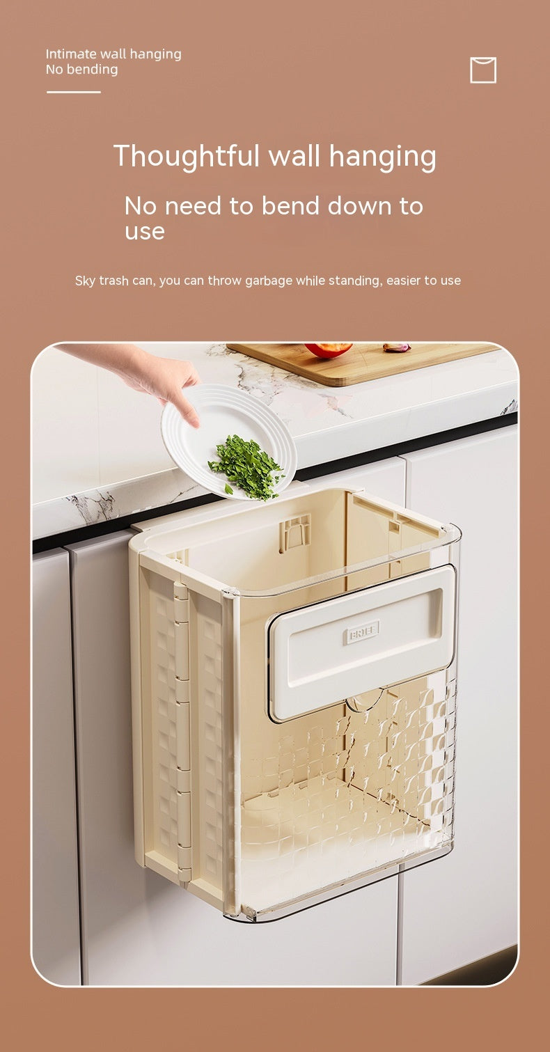 Household Kitchen Folding Trash Can Wall Hanging Punch-free Trash Can - JUCE