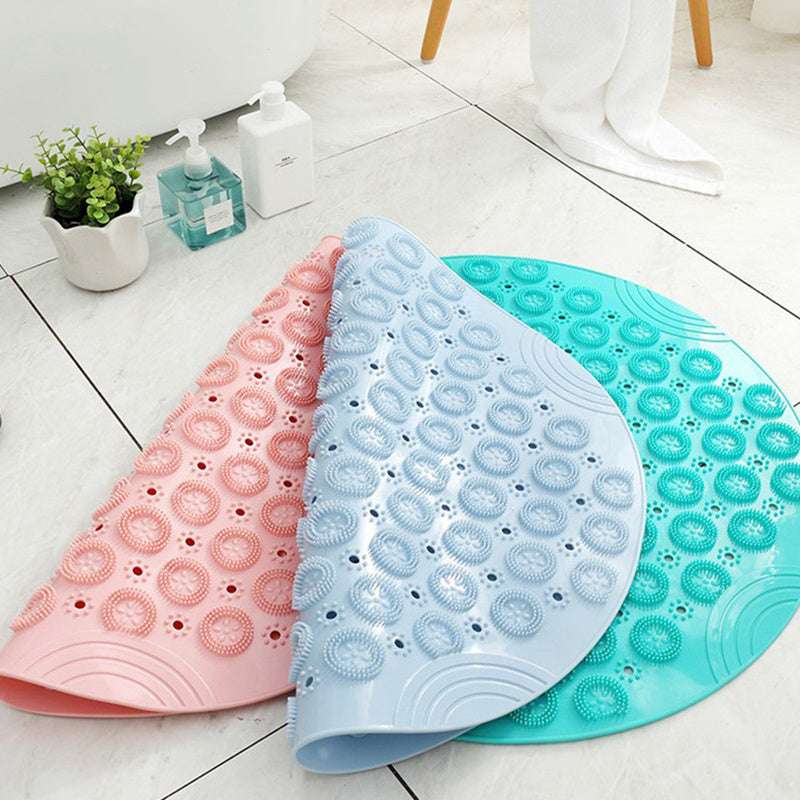 Textured Surface Round Shower Mat Anti-Slip Bath Mats With Drain Hole Massage Round In Middle For Shower Stall - JUCE