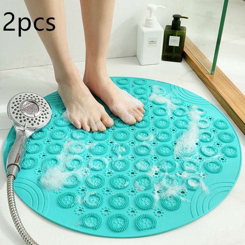 Textured Surface Round Shower Mat Anti-Slip Bath Mats With Drain Hole Massage Round In Middle For Shower Stall - JUCE