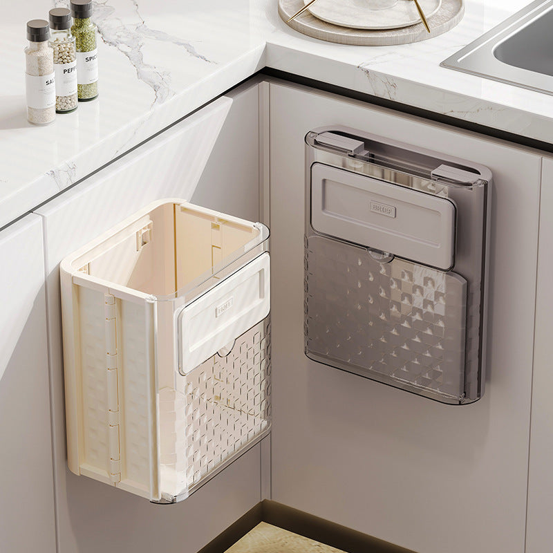 Household Kitchen Folding Trash Can Wall Hanging Punch-free Trash Can - JUCE