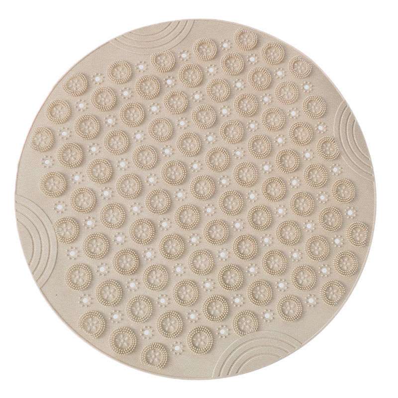 Textured Surface Round Shower Mat Anti-Slip Bath Mats With Drain Hole Massage Round In Middle For Shower Stall - JUCE
