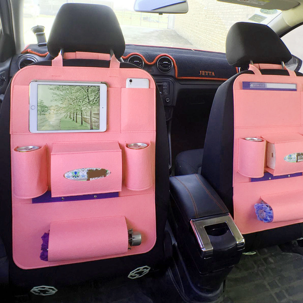 Auto Car Backseat Organizer Car-Styling Holder Multi-Pocket Seat Wool Felt Storage Multifunction Vehicle Accessories Bag - JUCE