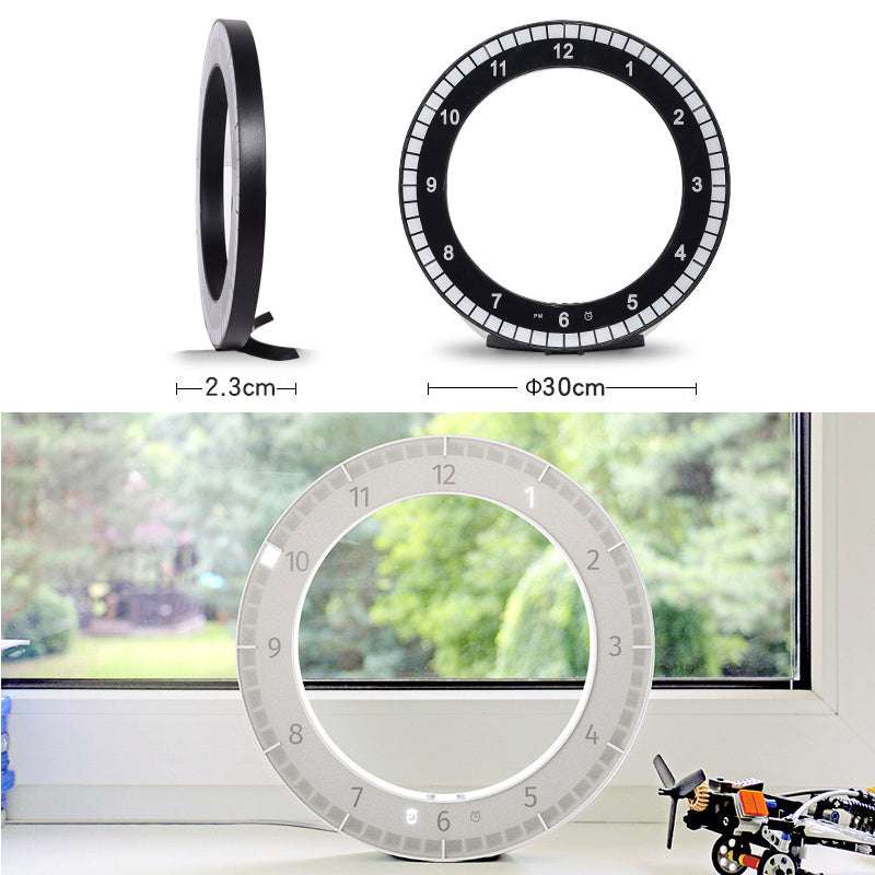 LED Digital Wall Clock Dual-Use Dimming Digital Circular Photoreceptive Clocks - JUCE