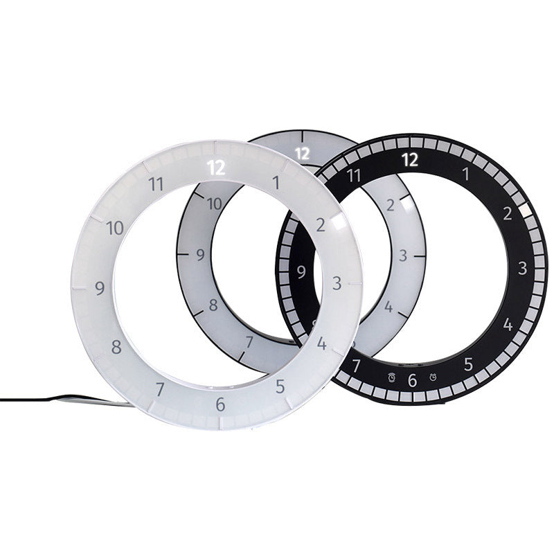 LED Digital Wall Clock Dual-Use Dimming Digital Circular Photoreceptive Clocks - JUCE