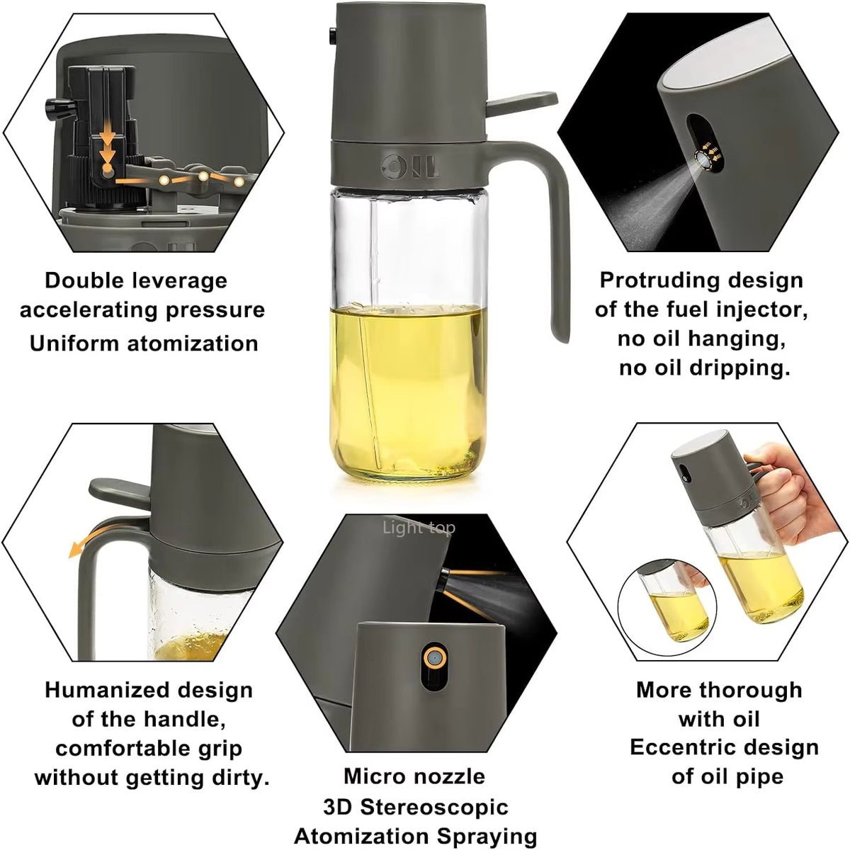 Kitchen Glass Oil Sprayer Bottle Olive Oil Sprayer Mister Spray Oil Dispenser Oil Jar Cruet BBQ Baking Picnic Kitchen Tool - JUCE
