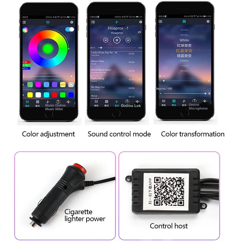 Car Fiber Optic Ambient Light Modified Car Interior Cool Light APP Rhythm Light - JUCE
