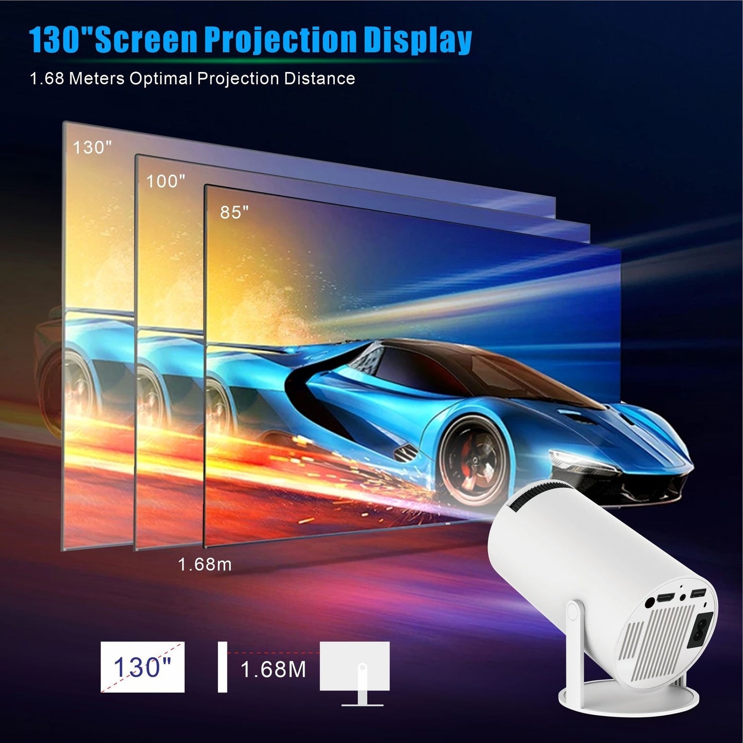 HY300 Pro Projector Home Theater Entertainment Portable Small Projector - JUCE