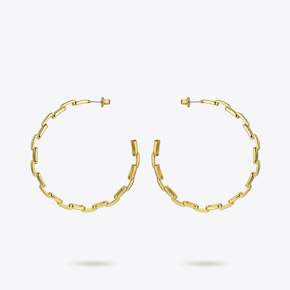 18K Gold Plated Brass Statement Chain Stud Earrings
