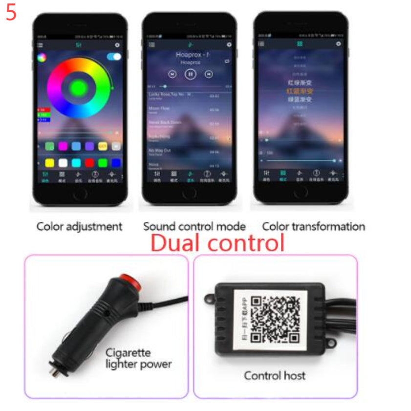 Car Fiber Optic Ambient Light Modified Car Interior Cool Light APP Rhythm Light - JUCE