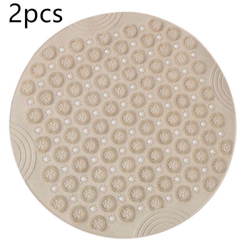 Textured Surface Round Shower Mat Anti-Slip Bath Mats With Drain Hole Massage Round In Middle For Shower Stall - JUCE