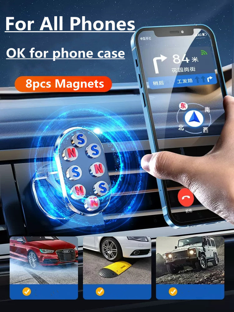 Rotate Metal Magnetic Car Phone Holder Foldable Universal Mobile Phone Stand Air Vent Magnet Mount GPS Support - JUCE
