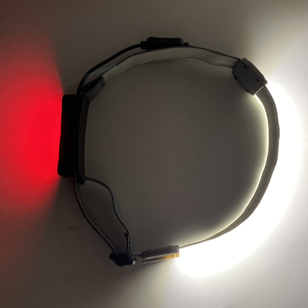 COB Headlight Red Light Warning Portable Headlight USB Rechargeable Headlight Flashlight 3 Lighting Modes Working Light - JUCE