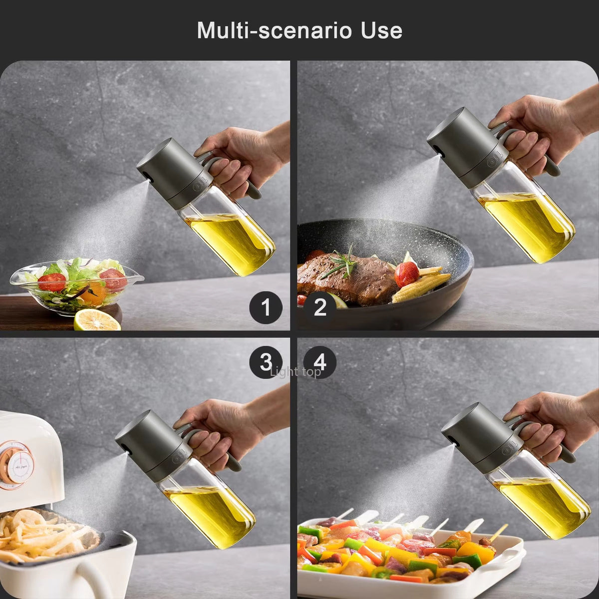 Kitchen Glass Oil Sprayer Bottle Olive Oil Sprayer Mister Spray Oil Dispenser Oil Jar Cruet BBQ Baking Picnic Kitchen Tool - JUCE