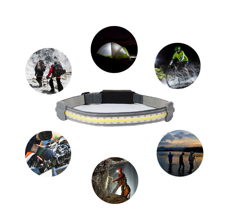 COB Headlight Red Light Warning Portable Headlight USB Rechargeable Headlight Flashlight 3 Lighting Modes Working Light - JUCE