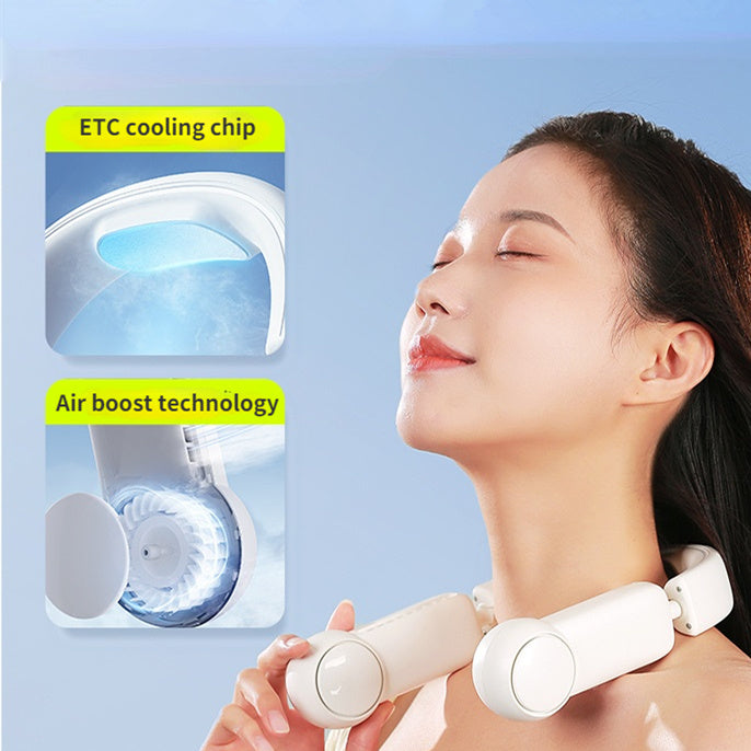 Portable Mini Neck Fan Portable Bladeless Fan USB Rechargeable Leafless Hanging Fans Air Cooler Cooling Wearable Neckband Fans - JUCE