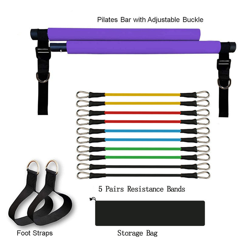 Fitness Yoga Pilates Bar Portable Gym Accessories Sport Elastic Bodybuilding Resistance Bands For Home Trainer Workout Equipment - JUCE