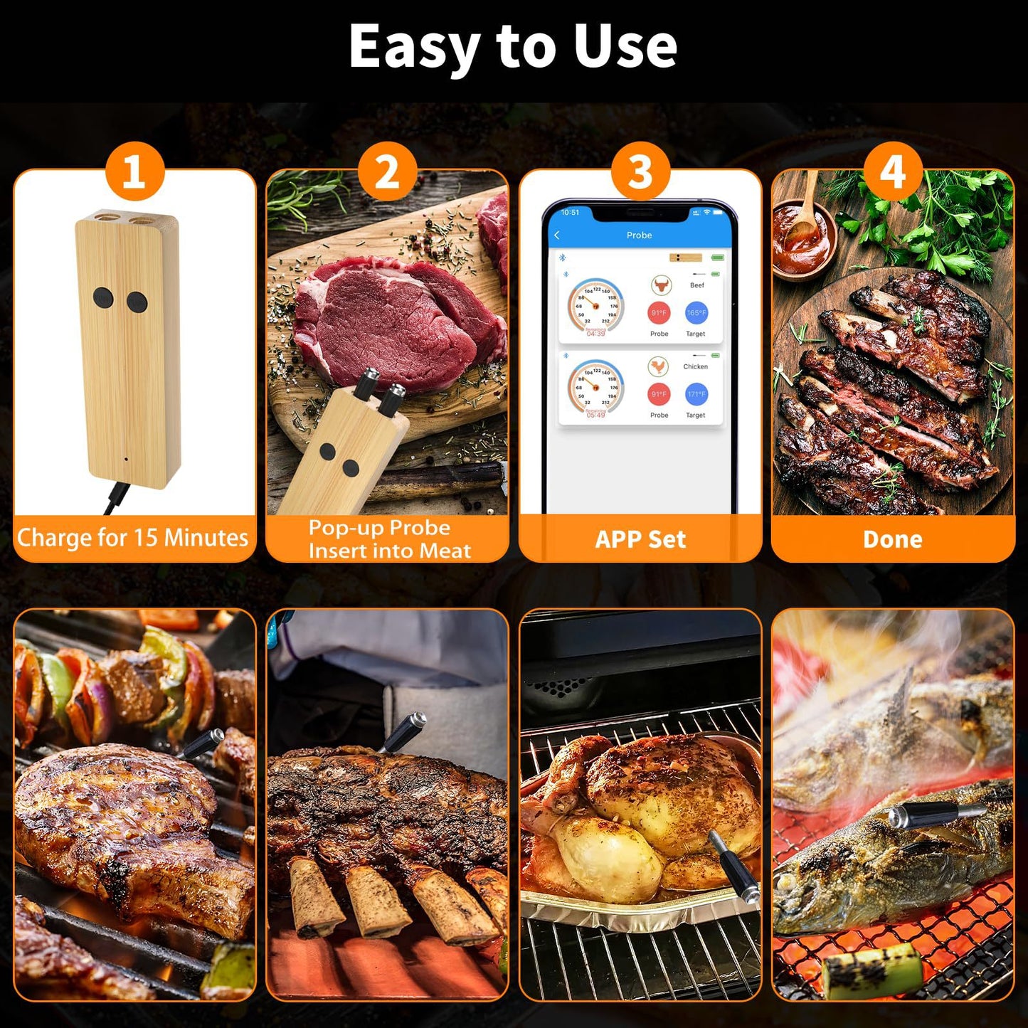 Smart Wireless Bluetooth Barbecue Barbecue Thermometer - JUCE