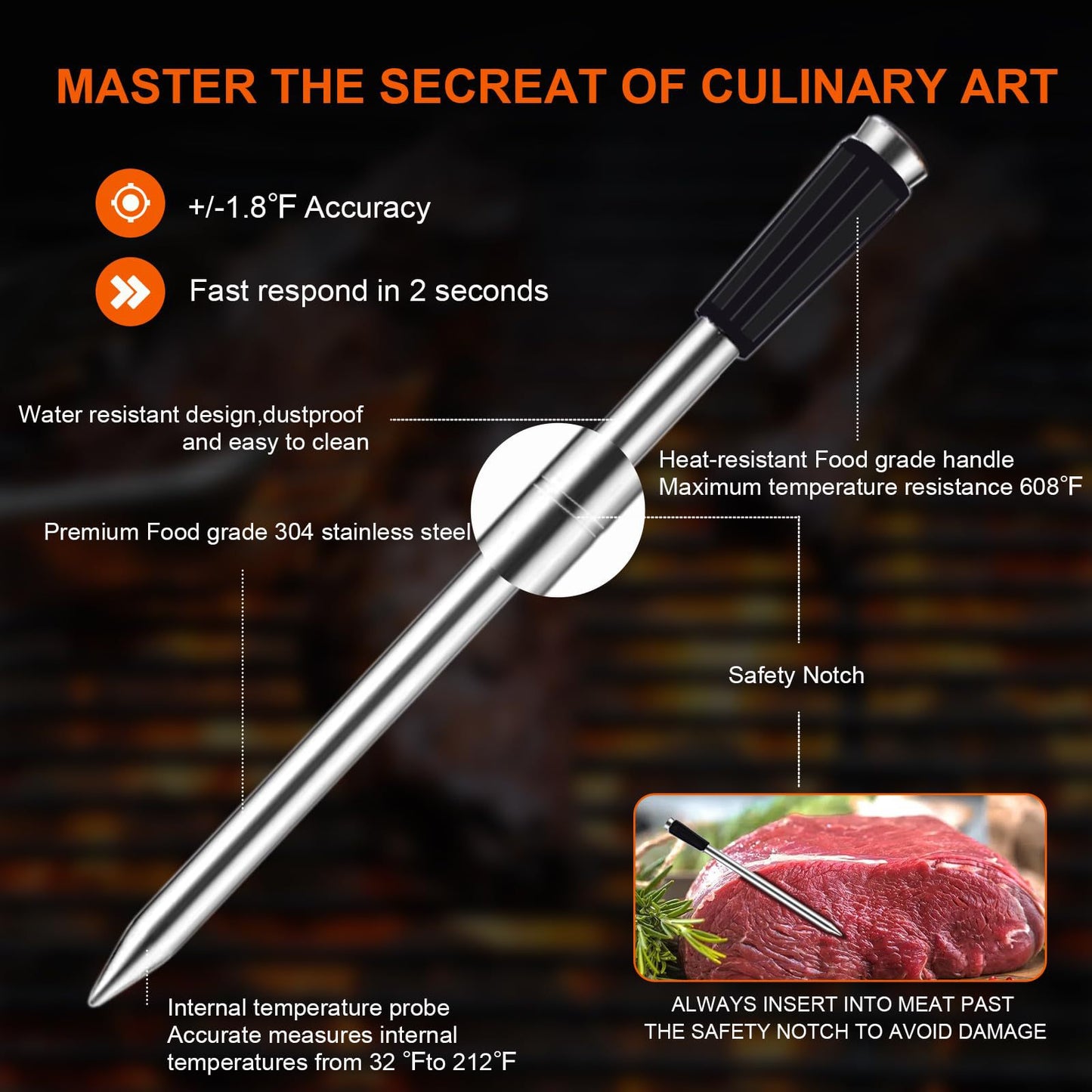 Smart Wireless Bluetooth Barbecue Barbecue Thermometer - JUCE