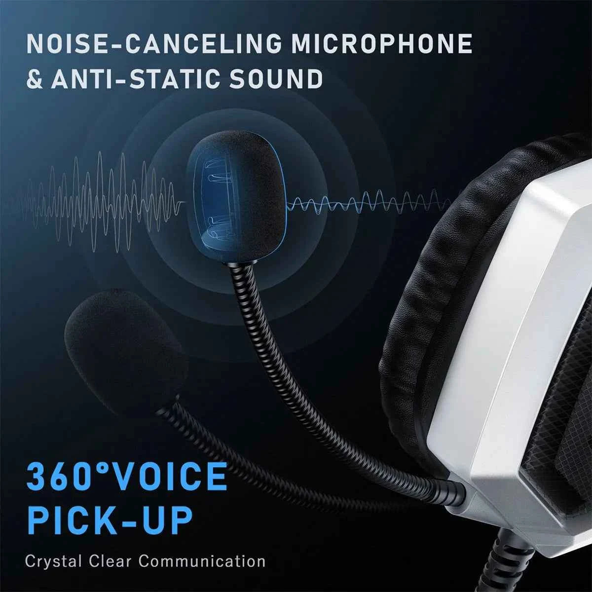 Wired LED Gaming Headset with Mic Over-Ear Gamer Headphones Surround Sound with Mic for PC Computer Laptop PS4 PS5 XBox Switch - JUCE