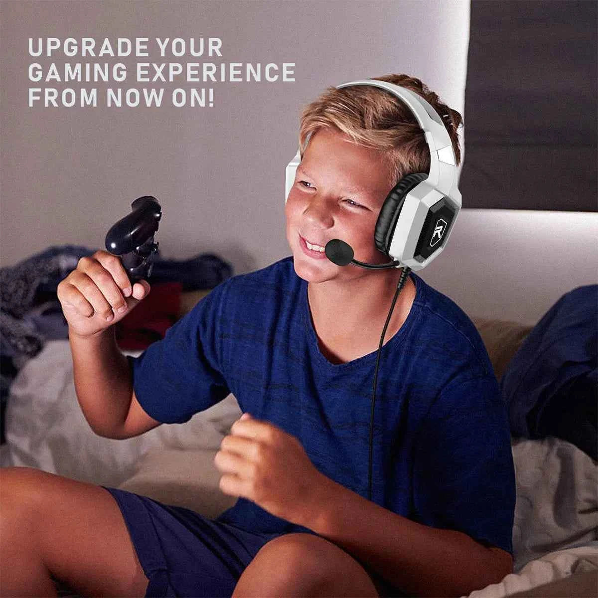 Wired LED Gaming Headset with Mic Over-Ear Gamer Headphones Surround Sound with Mic for PC Computer Laptop PS4 PS5 XBox Switch - JUCE