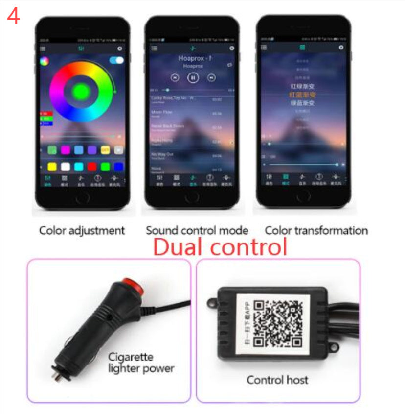 Car Fiber Optic Ambient Light Modified Car Interior Cool Light APP Rhythm Light - JUCE