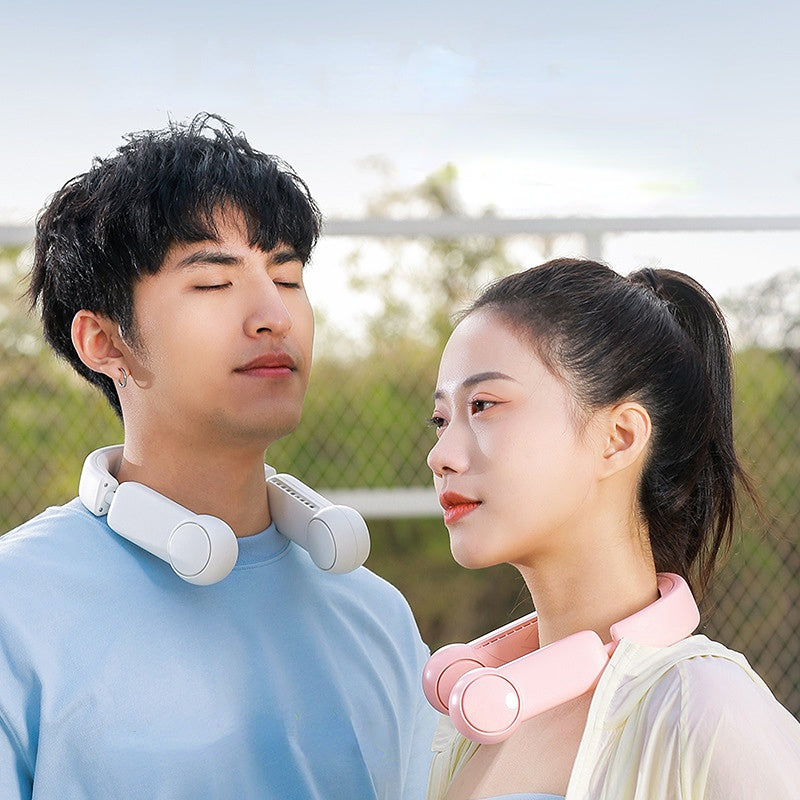 Portable Mini Neck Fan Portable Bladeless Fan USB Rechargeable Leafless Hanging Fans Air Cooler Cooling Wearable Neckband Fans - JUCE