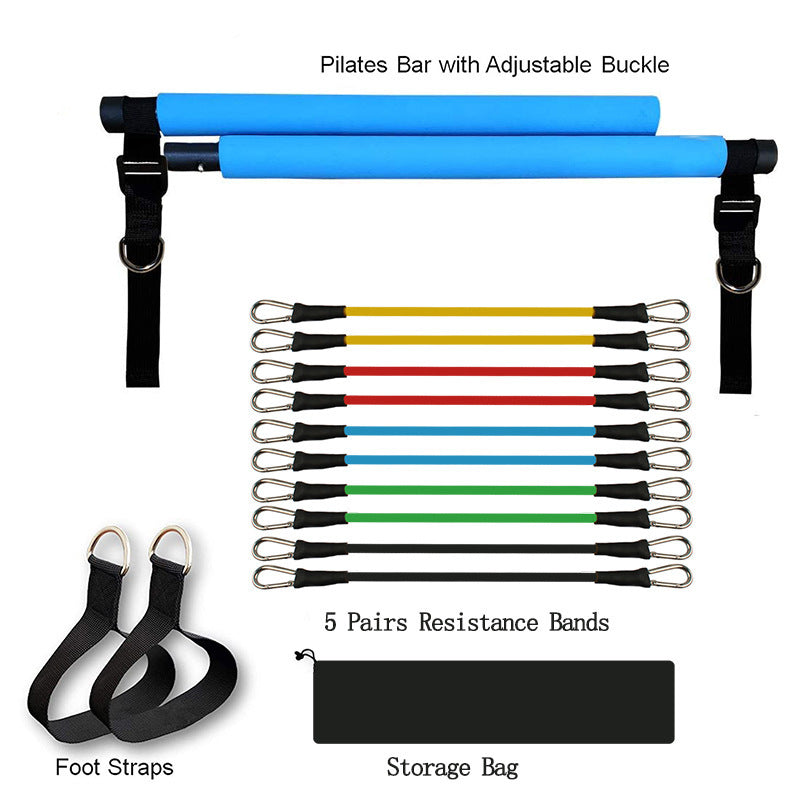 Fitness Yoga Pilates Bar Portable Gym Accessories Sport Elastic Bodybuilding Resistance Bands For Home Trainer Workout Equipment - JUCE
