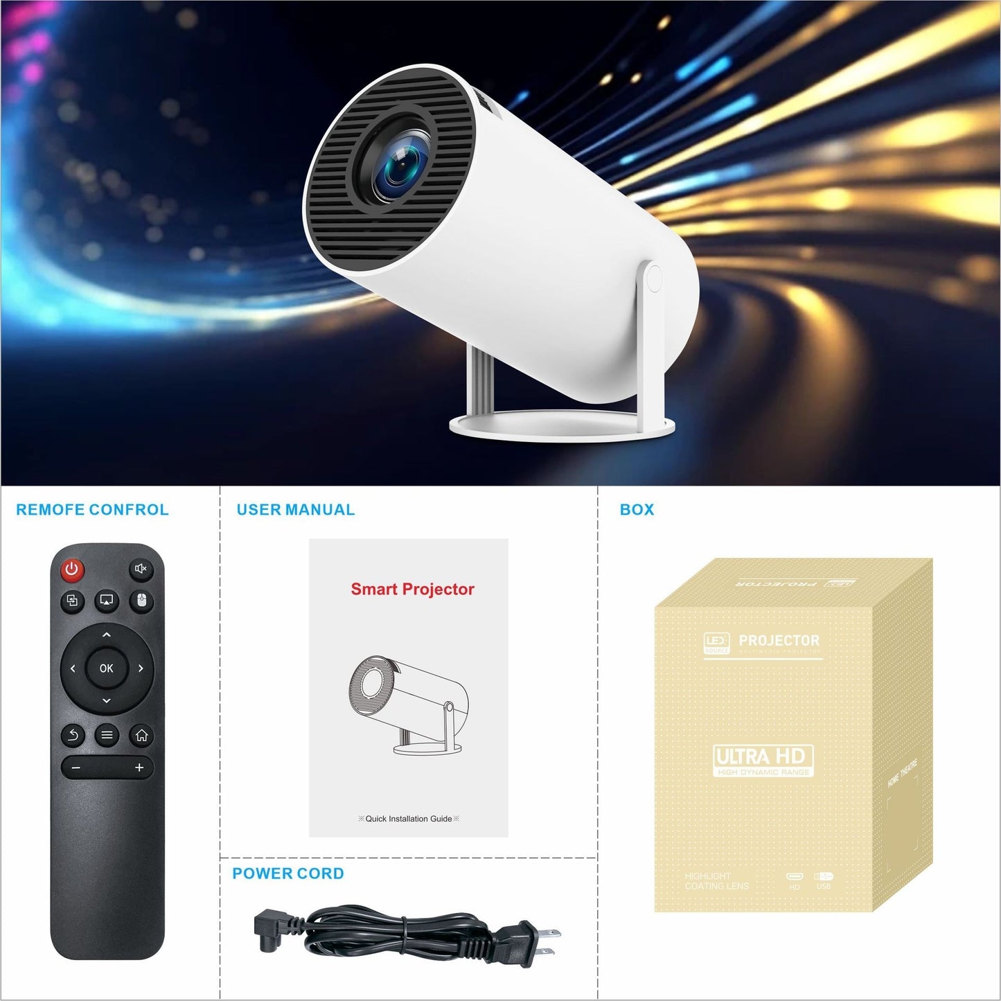 HY300 Pro Projector Home Theater Entertainment Portable Small Projector - JUCE