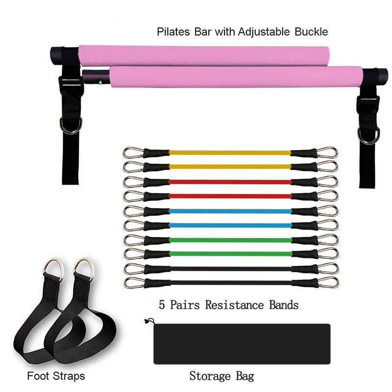 Fitness Yoga Pilates Bar Portable Gym Accessories Sport Elastic Bodybuilding Resistance Bands For Home Trainer Workout Equipment - JUCE