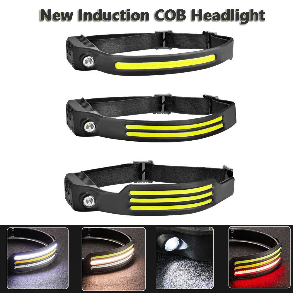 LED Induction Riding Headlamp Flashlight USB Rechargeable Waterproof Camping Headlight With All Perspectives Hunting Light - JUCE