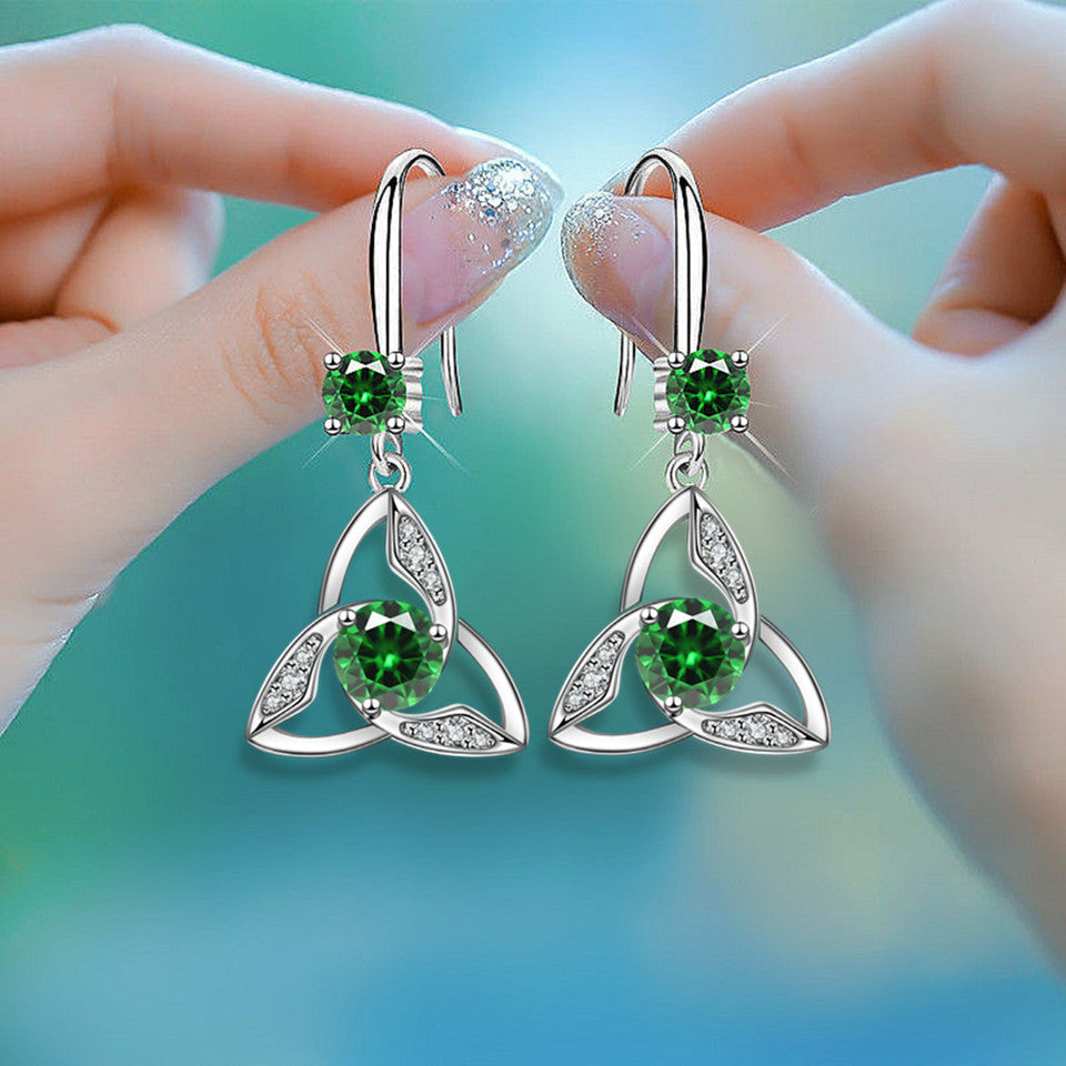 Trendy Unique Geometric Triangle Inlaid Multi-color Earrings - JUCE